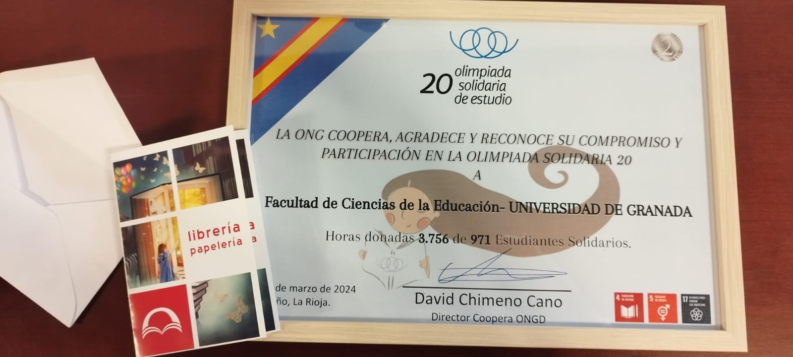 20 Olimpiada Solidaria de Estudio. Entrega de Premio a la Biblioteca de la Universidad de Granada