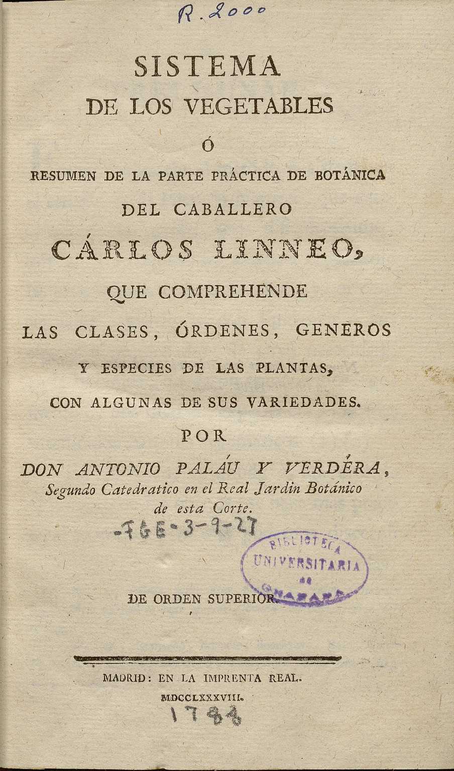 Linné, Carl von, 1707-1778