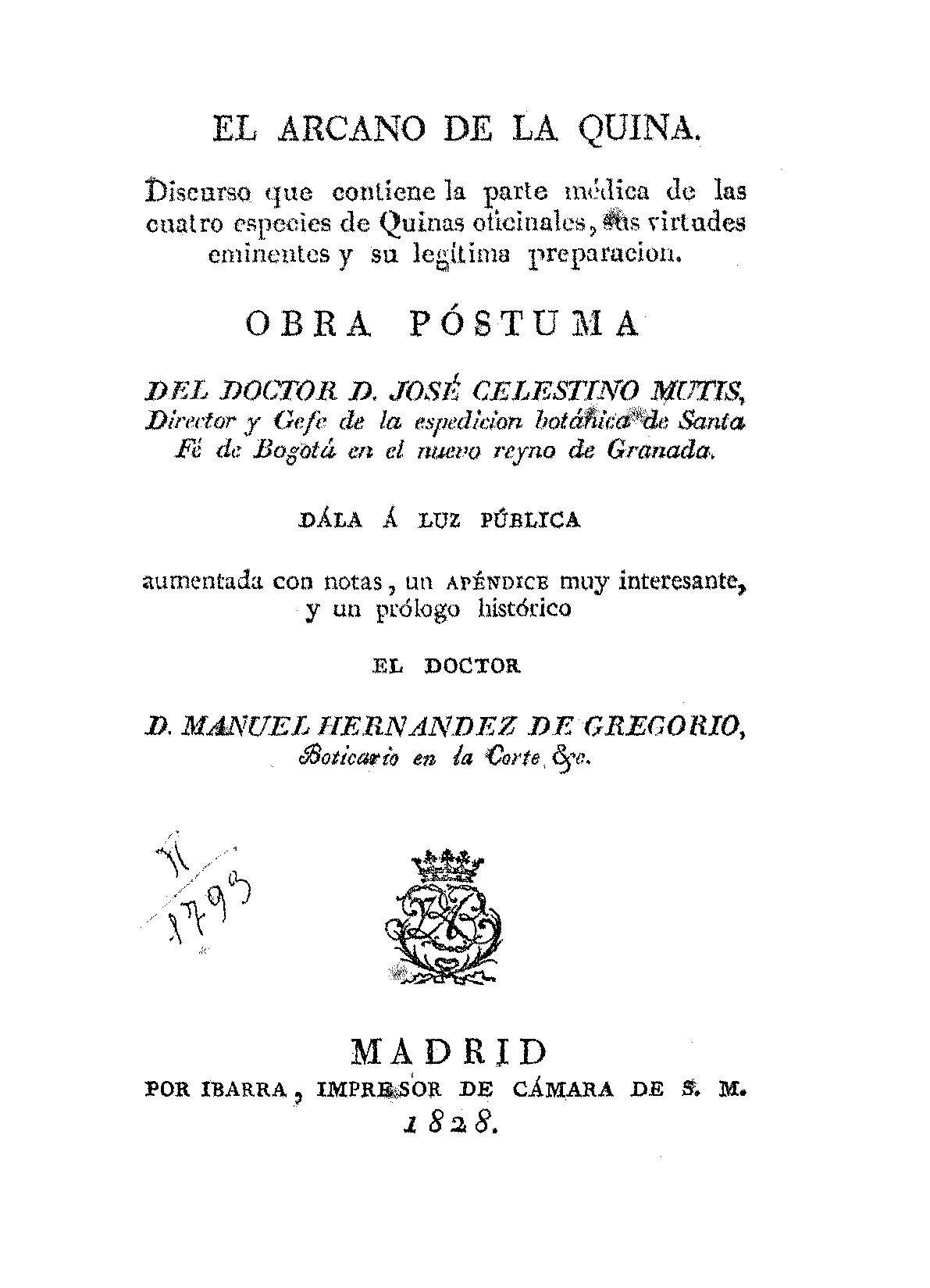 Mutis, José Celestino, 1732-1808