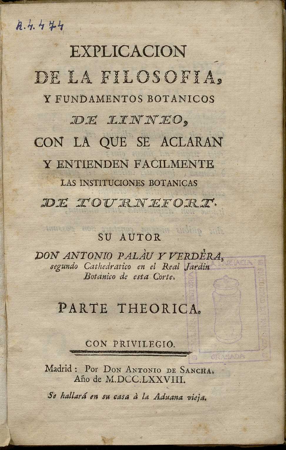 Palàu y Verdèra, Antonio, 1734-1793
