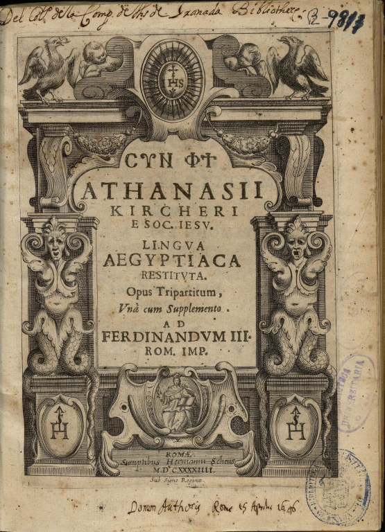 Libro Athanasii Kircheri Fuldensis Buchonii ... Lingua aegyptiaca restituta opus tripartitum 
