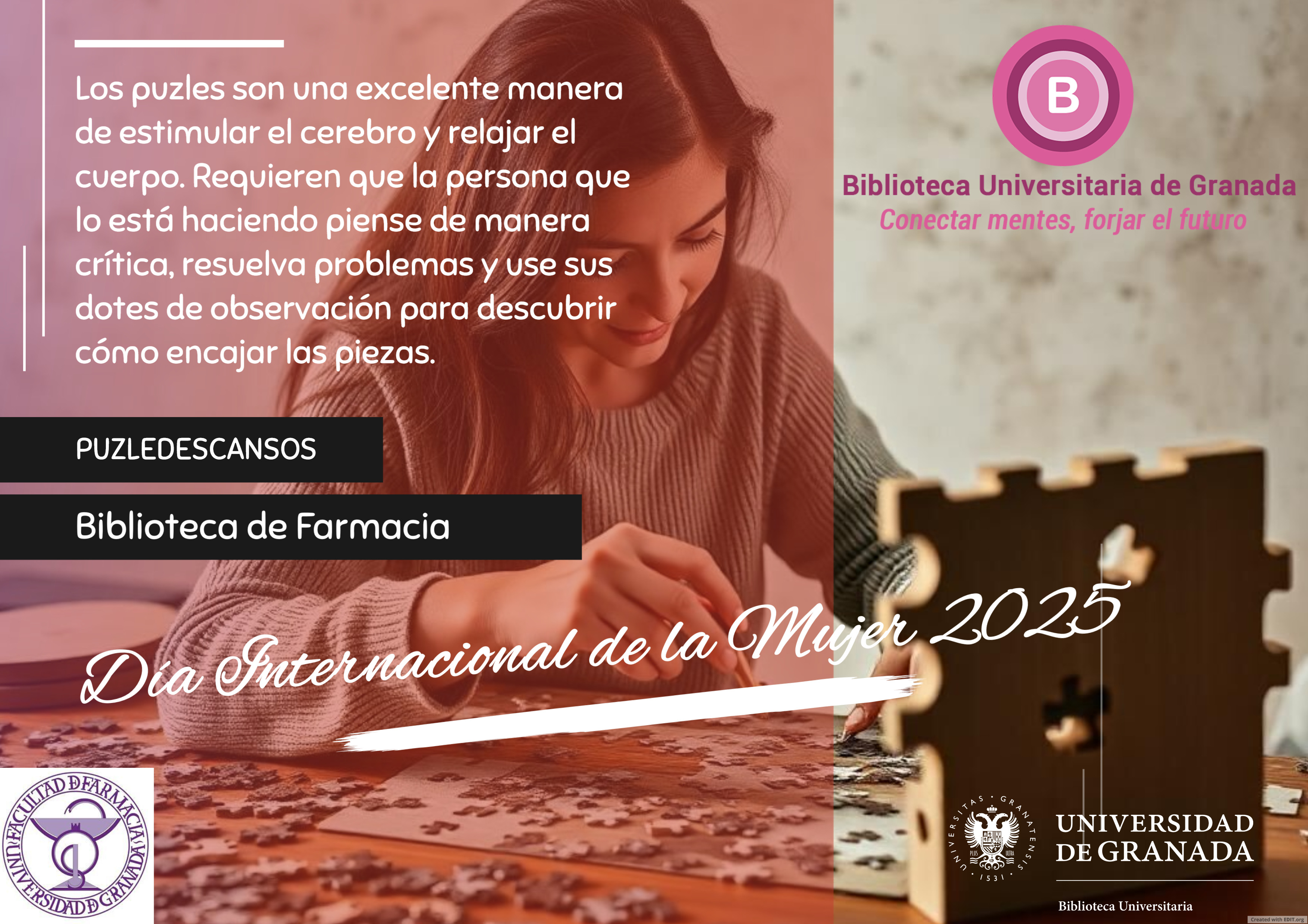 Puzzle Colaborativo con Motivo del Día Internacional de la Mujer. Biblioteca Facultad Farmacia