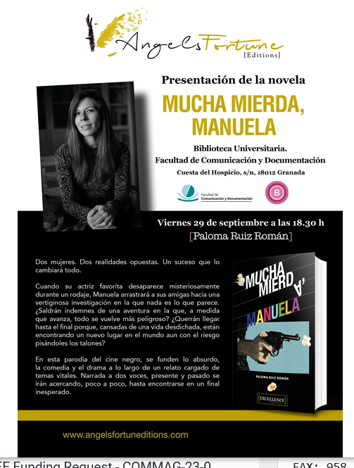 Portada de novela "Mucha Mierda, Manuela"